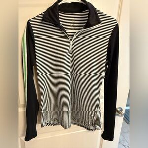 Striped Long Sleeve Quarter Zip Athletic Top
